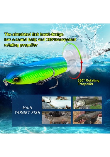 Proberos Dw601 360 Derece Dönen Pervane Lures Topwater Bağlı Traktör Yüzen Sahte Balık Yemi, Boyut: 11.5cm/16.5g Renk C