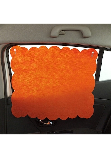 Oto Güneşlik Perdesi Yan Cam Araç Perdesi Arka Koltuk Emzirme Örtüsü Turuncu Keçe Vantuzlu 2 Adet