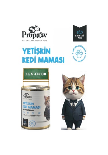 Propaw Balıklı Parça Etli Jöleli Premium Tahılsız Yetişkin Kedi Maması 24 x 415 G
