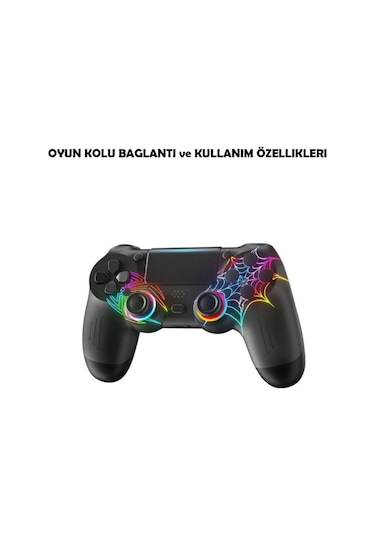 Ps4/pc Uyumlu Rgb Çift Motor Titreşimli Spiderman Bluetooth Oyun Kolu