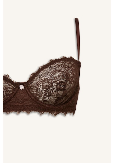 Defacto Bağcıklı Dantelli Kapsız Pedsiz Balenli Balkonet Sütyen Fall İn Love F7024ax25wnbn341 Kahve