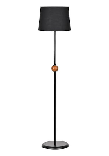 Safir Light Ahşap Detaylı Metal Lambader - Siyah - 155x37x37 Cm Siyah