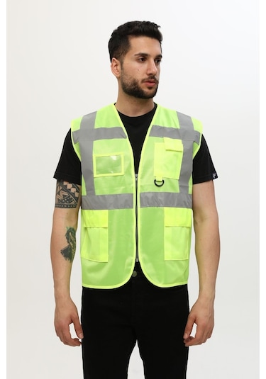 Uniprom Yelek Yönetici Ikaz Yeleği Reflektörlü Neon Sarı