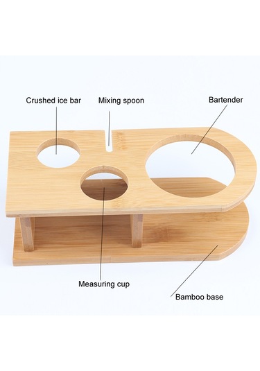 Sones 350ml 4'ü 1 Arada Paslanmaz Çelik Mikser Seti Bambu Standlı Çalkalayıcı Aletleri