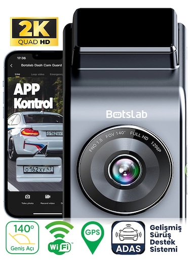 360+ G300H Pro 2K QHD ADAS Wifi + GPS 140° Geniş Açı Gece Görüşlü Akıllı Araç İçi Kamera