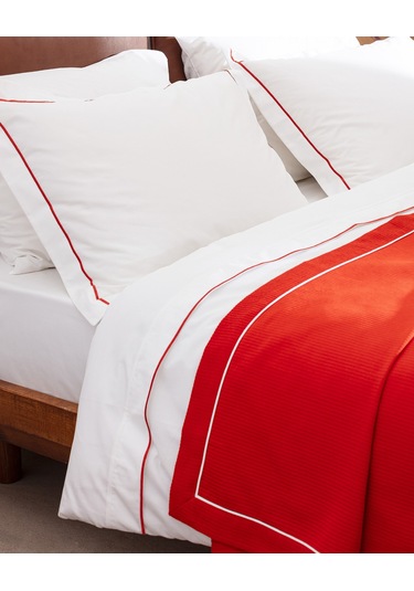 Madame Coco Caline King Size %100 Pamuk Pikeli Nevresim Takımı - Beyaz/kiremit 8684427124826 Çok Renkli