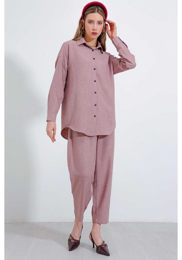 Gabria Keten Ön Düğmeli Takım Gül