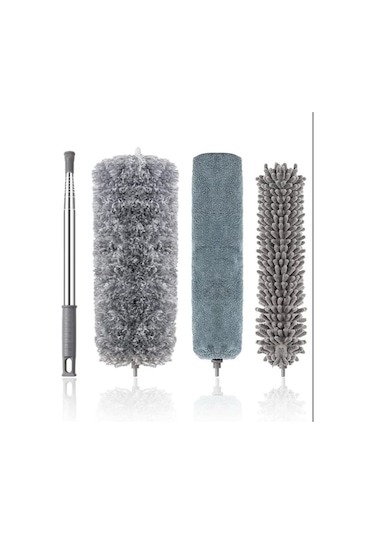 Ekostem Anti Statik 3 Başlıklı Teleskopik Toz Alma Seti Gri