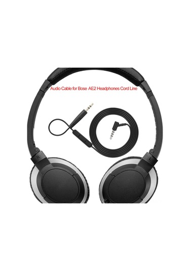 Konesam Bose Oe2 Kulaklık İçin 3.5mm-2.5mm Mikrofonlu Ses Kablo, Ses Düzeyi Kontrolü, Tpe Malzeme, Siyah, 150cm