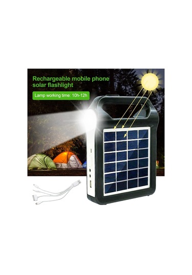 Techtic Kamp Lambası Solar El Feneri Güneş Enerjili Kamp Feneri Siyah