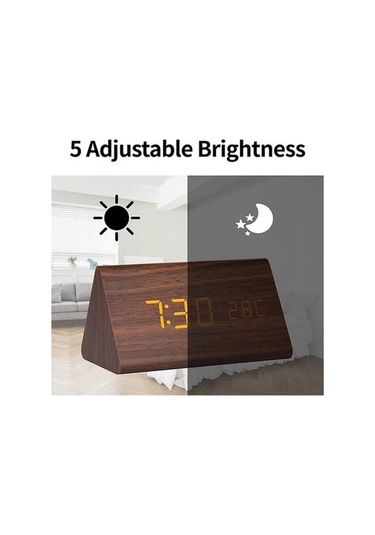 Trendooze Usb/aaa Sıcaklık Ses Saat Saat Led Kontrolü Dijital Cb Çalar Ahşap Eu