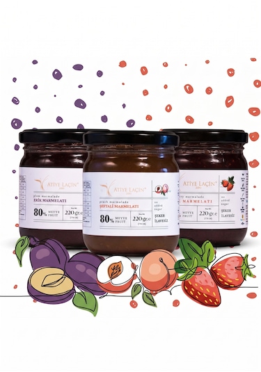 Atiye Laçin Şekersiz Reçel Paketi 3 x 220 G