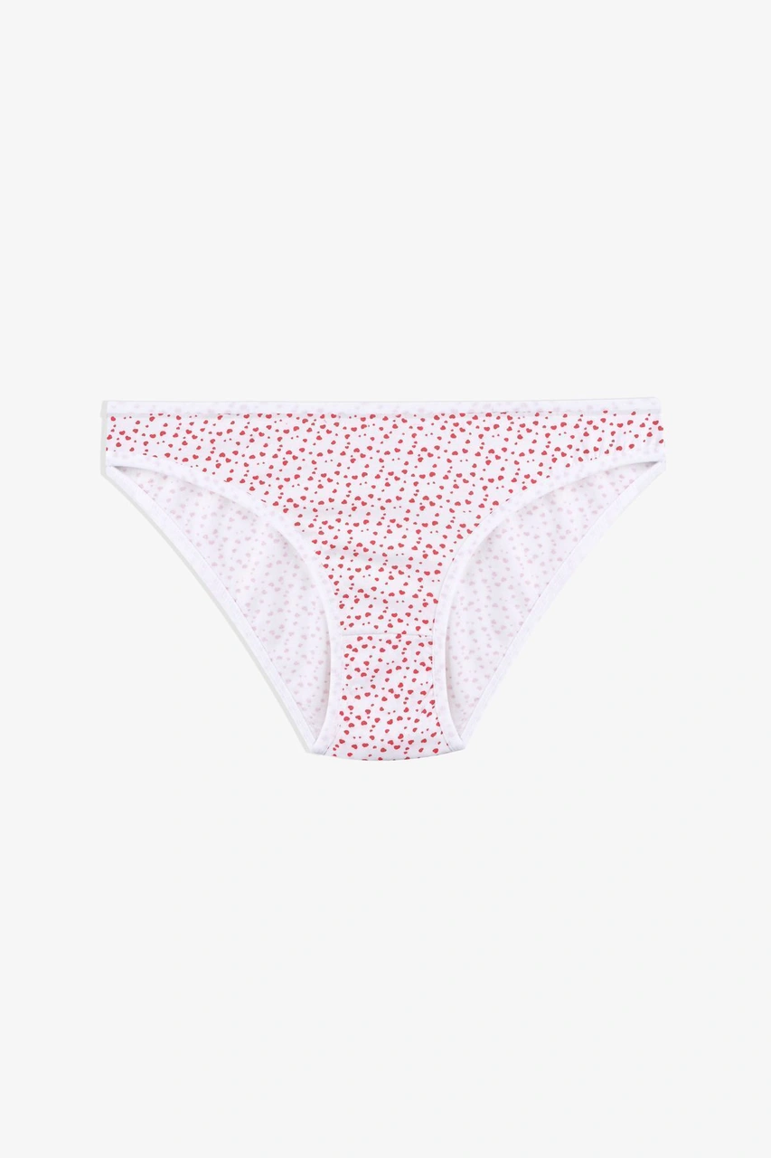 Kadın 3'lü Pamuklu Basic Külot 11040 Kırmızı - Ekru