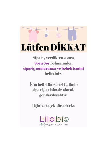 Lilabio %100 Organik Isme Özel Isimli 10lu Hastane Çıkışı Tavşancık Ekru