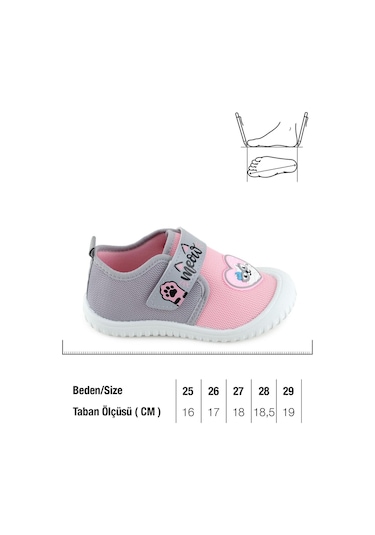 Gezer Yazlık Kız Çocuk Rahat Taban Cırt Cırtlı Ayarlanabilir Keten Günlük Ayakkabı Pembe-gri Pembe - Gri