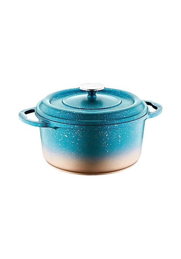 Oms 3049 Ocaliptüs 7 Parça Granit Döküm Tencere Takımı Mentol