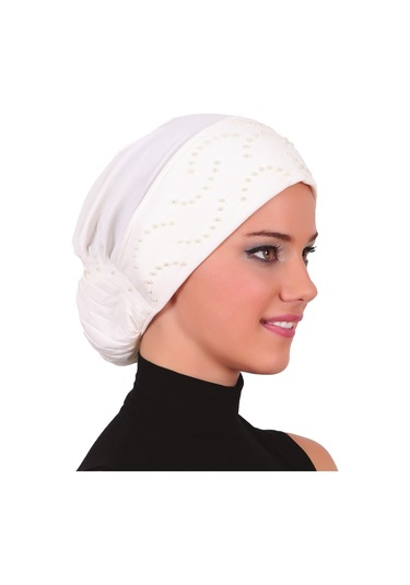 TOPUZLU KREM HAZIR TÜRBAN TESETTÜR BONE Krem