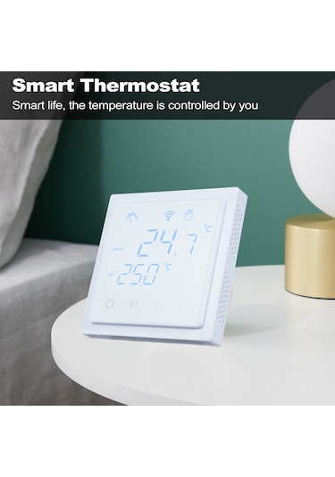 Honmex Wifi Uzak Kontrollü Led Dokunmatik Ekranlı Isıtma Termostati, 16a, 85-250v, Ev İçi Sıcaklık Regülatörü, Beyaz, Mh-1828aw