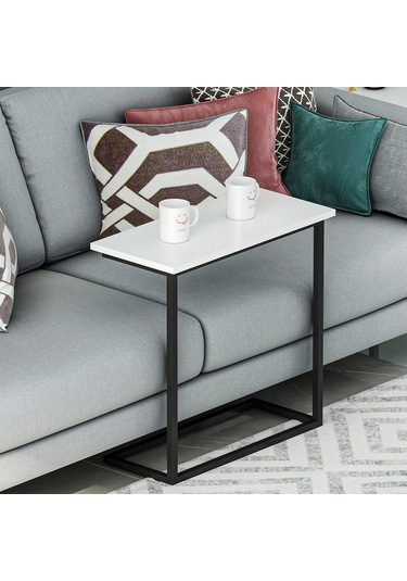 Narin Yan Sehpa, Metal Ayaklı Yan Sehpa, Ev-ofis - Beyaz/siyah Beyaz/siyah