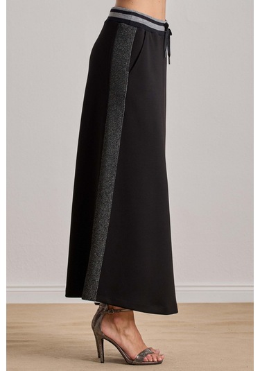 Yandan Cepli Siyah Örme Etek Siyah