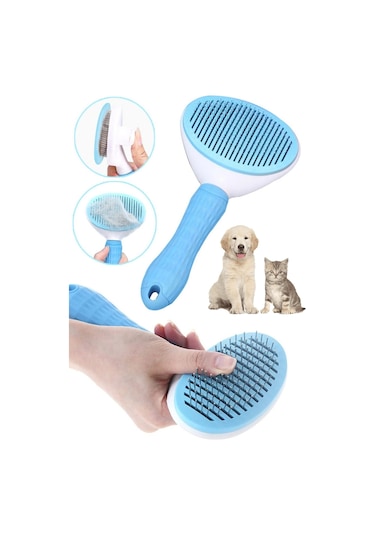 Tilbe Home Basmalı Kedi Fırça ve Tarağı Beyaz - Mavi