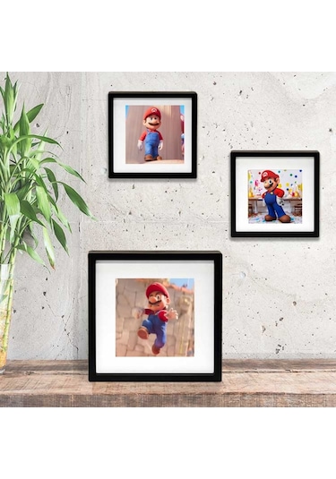 Süper Mario Tasarımlı Üçlü Yapışkanlı Sök Tak Paspartulu Pola Çerçeve