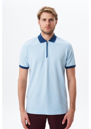 Arma Erkek Regular Fit Basic % 100 Pamuk Pike Fermuarlı Polo Yaka Tişört Y29374354302 Mavi-m1 Mavi