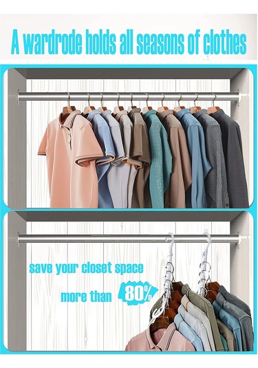 Geeksen 10 Adet Abs Plastik Çok Amaçlı Katlanabilir Seyahat Otobüsü, Kaymazlı 5 Delikli 360 Döner Askı, Elbise Çorap Asma İçin Dolap Alanı Tasarrufu Beyaz