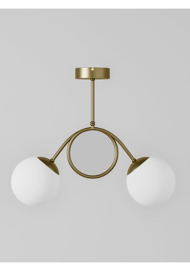 Arven Modern Metal Gövdeli 2'li Cam Küre Avize Yay Formlu Aydın Metal