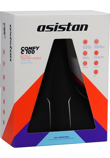 Asistan Comfy C100 Sportif Geniş Jel Dolgulu Bisiklet Selesi Siyah
