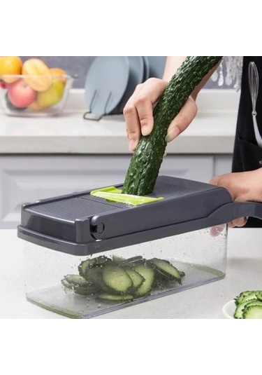 Novahub Sebze Kesici Seti - 15 Aksesuarlı, Eşit Kesim, Mutfak Yardımcısı Yeşil