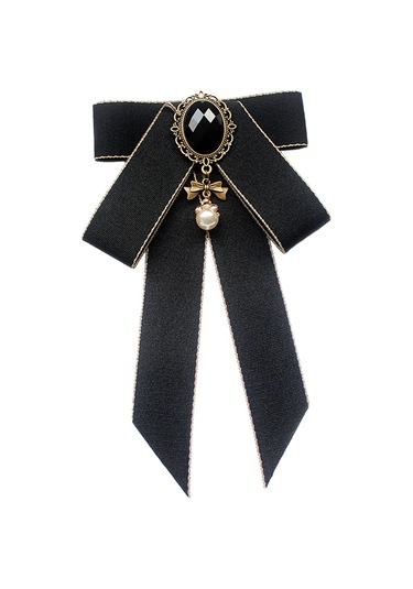 Suntek Şerit Yay Broş Üniforma Bluz Öğrenci Için Ön Siyah