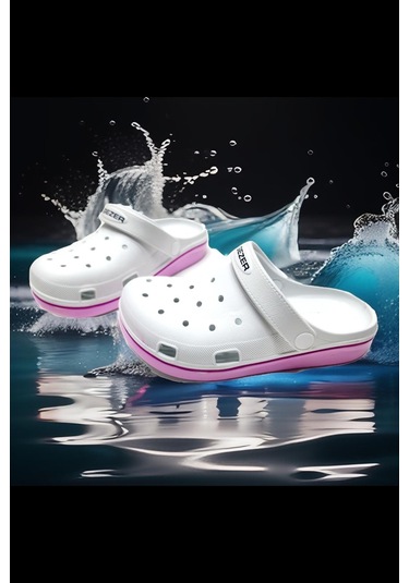 Yazlık Islak Zemin Yumuşak Taban Plaj,deniz Sandalet Terlik Beyaz - Pembe