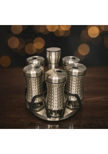 Tekbir Döner Standlı Baharat Takımı 7 Parça -inox Metal