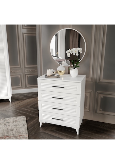 Paris 6 Kapaklı Komple Mdf Beyaz Gardırop