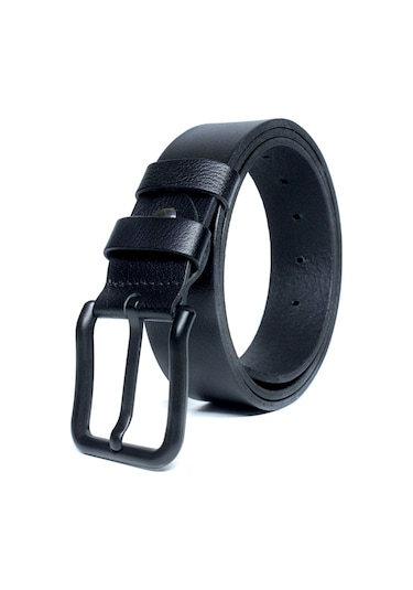 Hakiki Manda Derisi Siyah Tokalı Erkek Kemeri 4cm Siyah