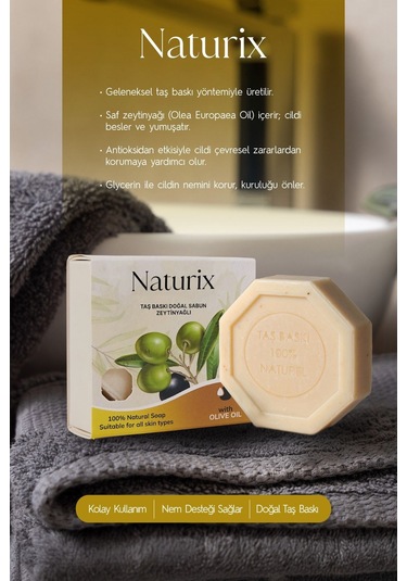 Zeytinyağlı Taş Sabun 5'li Eko Paket Nemlendirici Ve Onarıcı Kuru Cilt Bakımı - 5x125 Gr