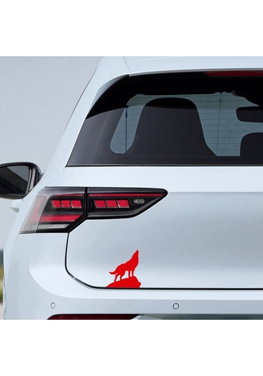 Bozkurt Sticker - Kurt Sticker - Oto Sticker - 13cmx15cm-kırmızı