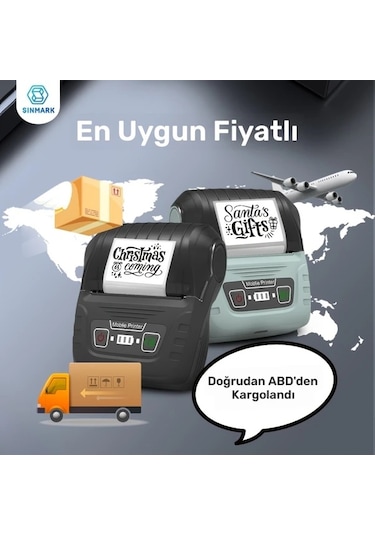 Honeybeeshop Sinmark Sk58 Taşınabilir Etiket Yazıcı Siyah Ofis Ev İşletme Adres İçin 4030 Kağıt Rulosu