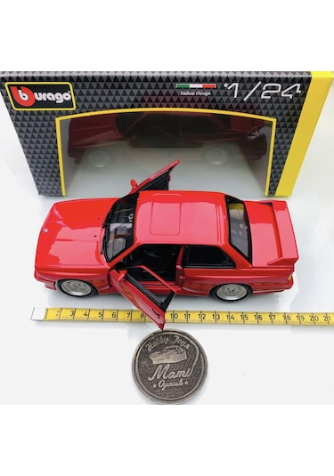Yeni - New 1988 Bmw M3 E30 Red 1:24 Ölçek Burago Marka