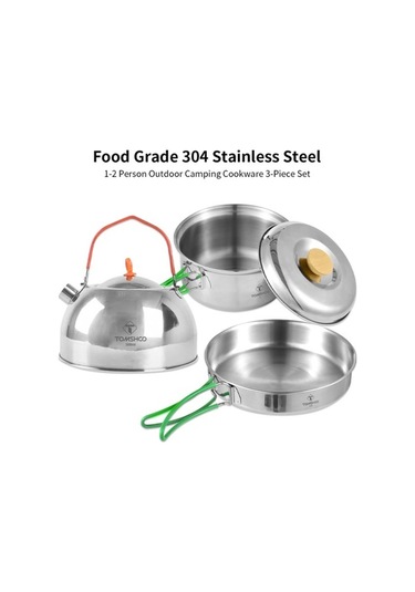 Createtech Uyumlu Tüm Tencereler İçin Skycıty Taşınabilir Set Paslanmaz Çelik Ocak Kampçılar İçin Hafif Gümüş 12 & Kh Gümüş