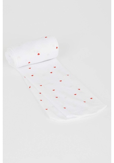 DeFacto Kız Çocuk Kalp Desenli Muz Külotlu Çorap X4350A6NSKR1