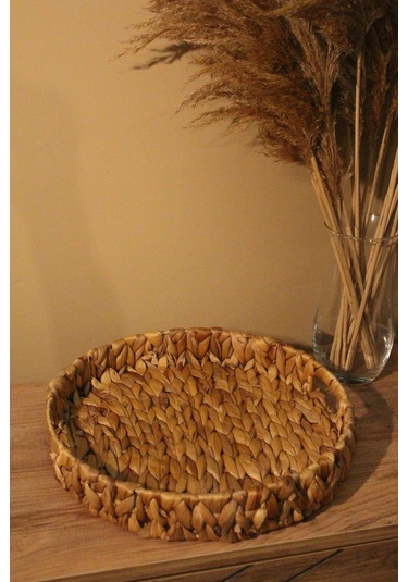 Hasır Su Sümbülü Yuvarlak Tepsi Orta Boy Organizer Düzenleyici Diğer