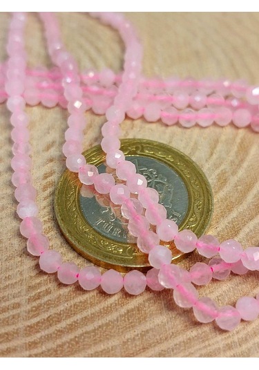 Yasam Tohumu Pembe Kuvars Taşı Dizi 3 MM 41245 Çok Renkli