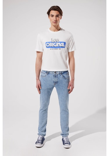 Lee Luke Slim Fit Dar Kesim Normal Bel Açık Mavi Esnek Jean Kot Pantolon L719PXC11 Mavi