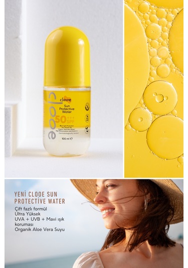 Clooe Vegan Çift Fazlı Çok Yüksek Korumalı Güneş Suyu SPF50 100 ML