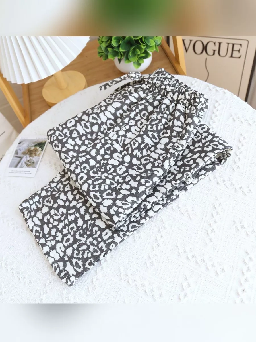 Nurami Evde Giyilen Müslin Pijama Pantolonu 253673407 Koyu Gri