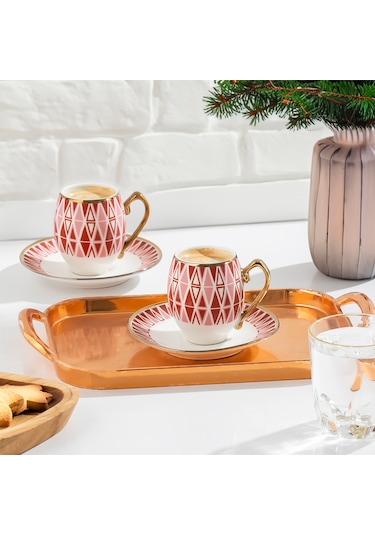 Porsima Mariposa Altın Yaldızlı 6 Kişilik 12 Parça Fincan Seti