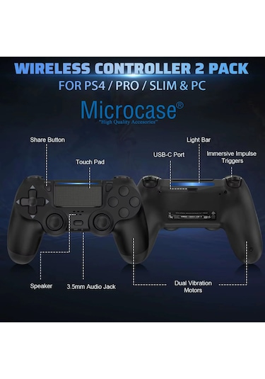 Microcase Ps 4 Joystick Tablet Telefon Pc Uyumlu Titreşimli Oyun Kolu - Al4894 1 Adet