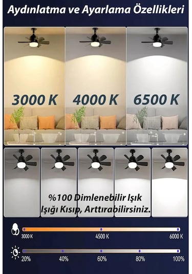 Helios Hs-9301 Vega 25w 5 Pervaneli Led Işıklı Tavan Vantilatörü 1 Adet